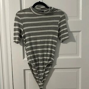 Gray and White Bodysuit